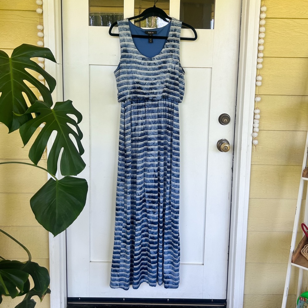 Blue Patterned Maxi Dress